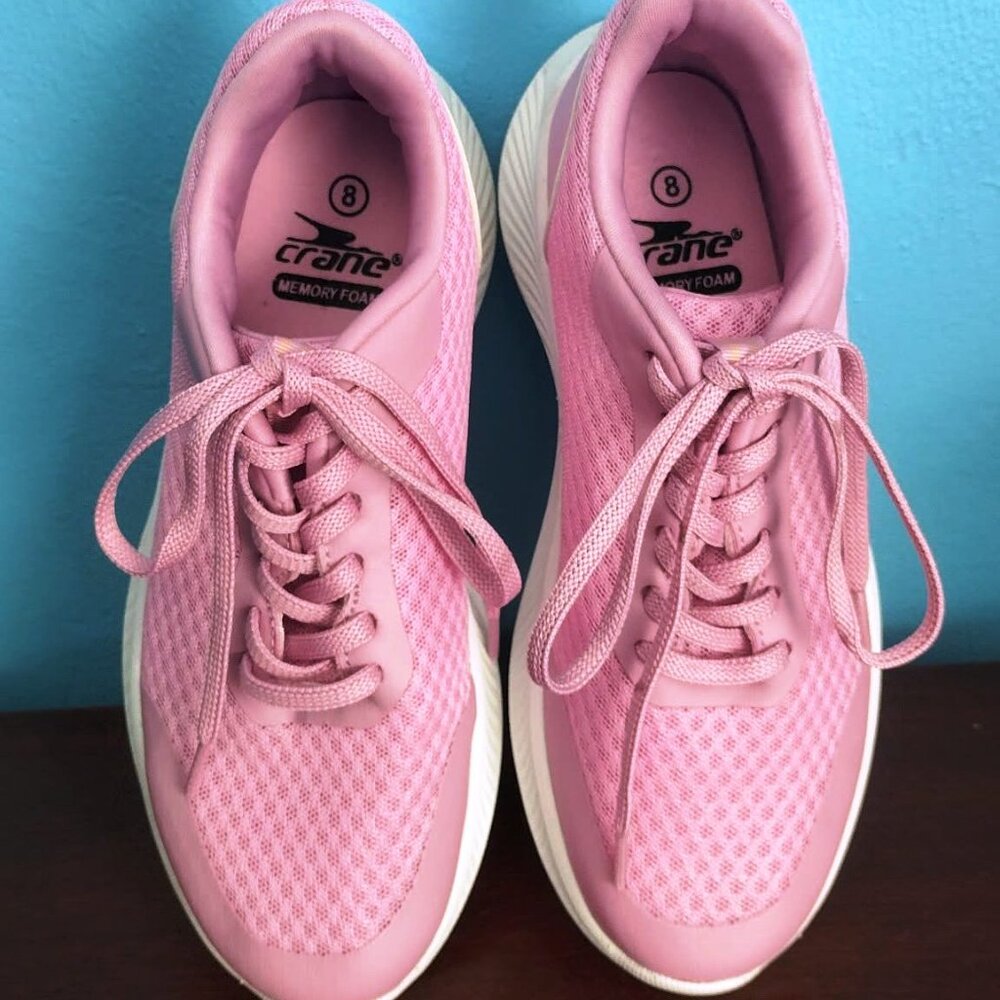 Crane Fitness Ladies Pink Memory Foam Trainers Shoes Sneakers Women's Size 8